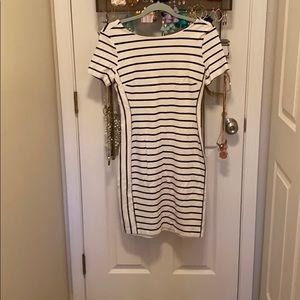 Striped body con stretchy banana republic dress